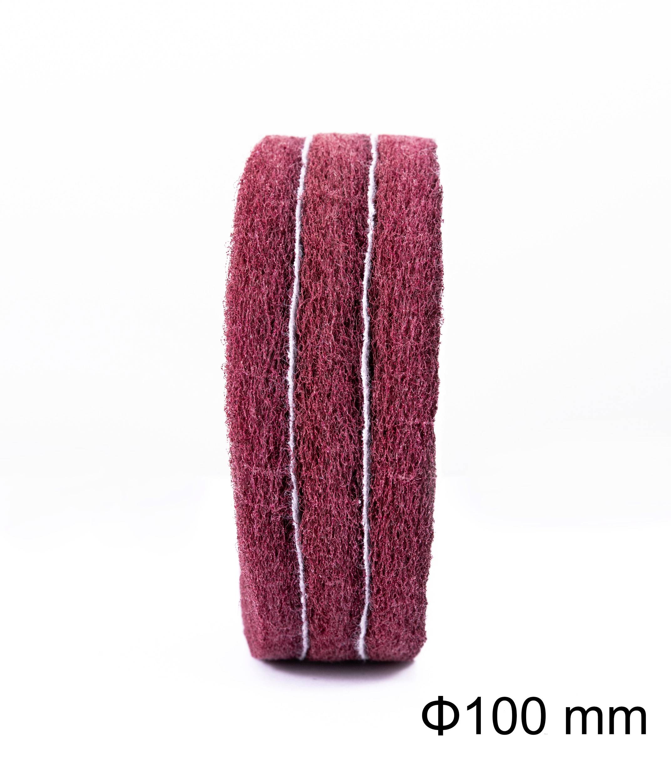 Rote Schleifscheibe mit einem Durchmesser von 100 mm.