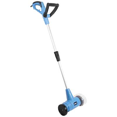 Elektrische Fugenbürste mit ergonomischem Griff und blauer Farbgebung, ideal zur Reinigung von Fugen auf Terrassen und Gehwegen.