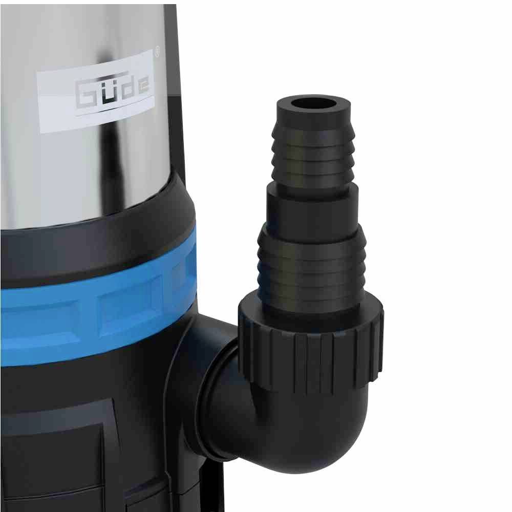 Teil einer Wasserpumpe mit blauem Ring und schwarzem Anschlussstück.