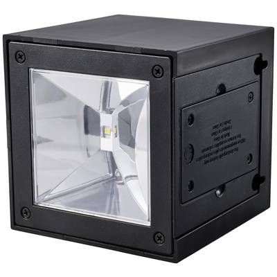 Schwarzer quadratischer LED-Wandstrahler mit reflektierender Innenfläche. Entwickelt für moderne Beleuchtungsanwendungen.