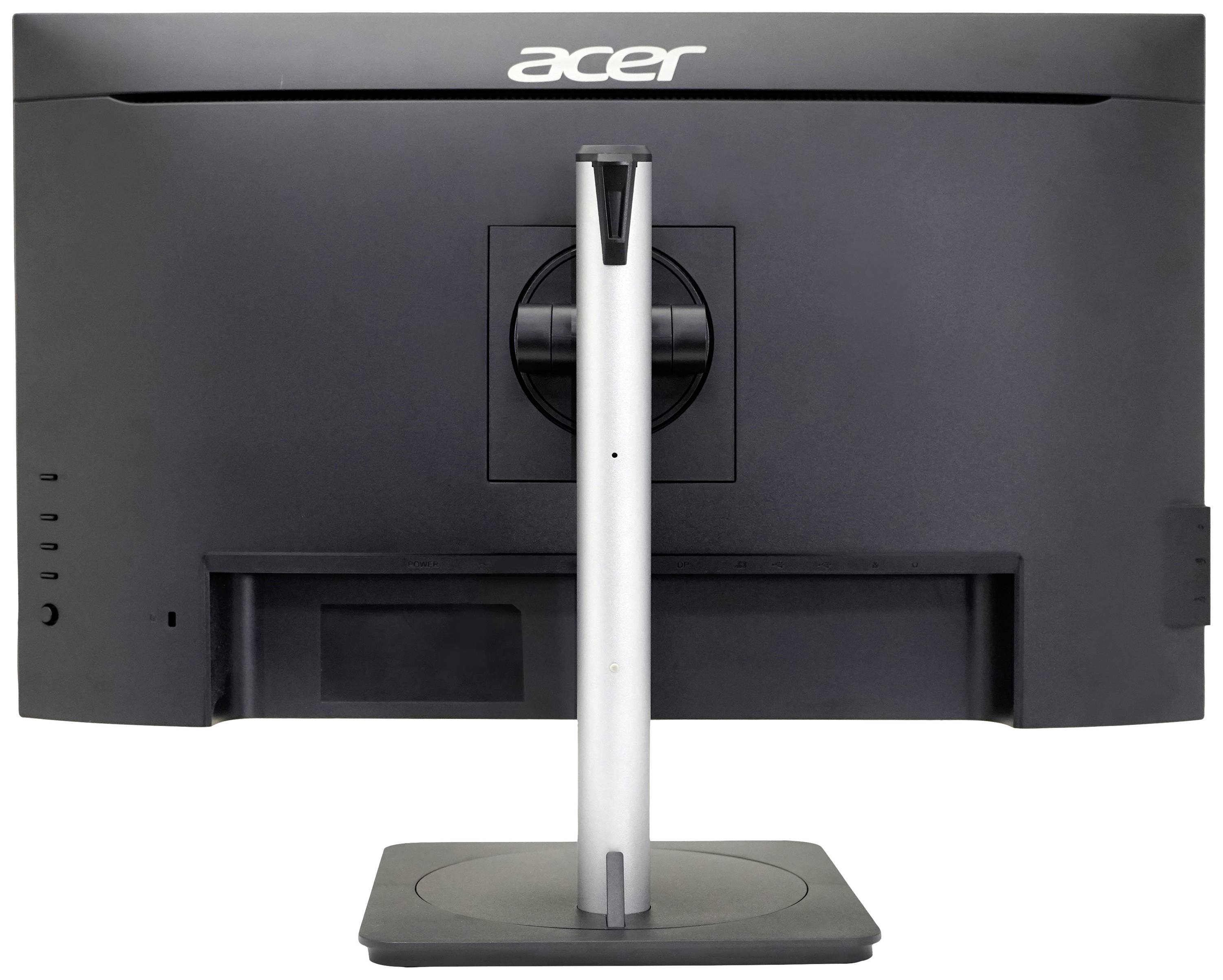 Bild eines Acer-Monitors von hinten, auf einem Standfuß montiert.
