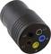 Adapter mit fünf Steckverbindungen, farblich markiert und beschriftet als 'L1', 'L2', 'L3', 'N' und Erdungssymbol.