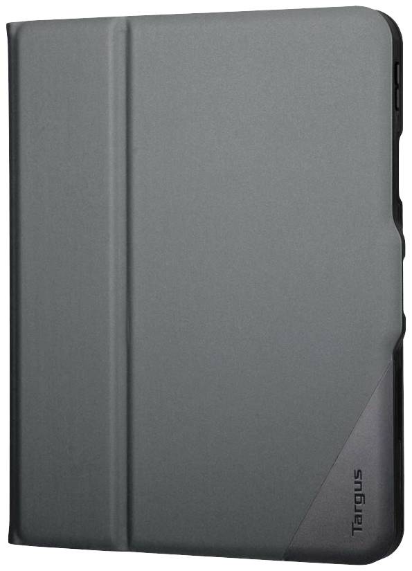 iPad-Hülle in schlichtem Design, schwarzgrau, schlank und gefaltet, mit 'Targus'-Logo in der Ecke. Geeignet für Schutz und Stil.