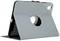 Graues Tablet-Case in einem Ständer-Einsatzmodus, das eine drehbare Halterung hat. Es zeigt eine kreisförmige Aussparung.