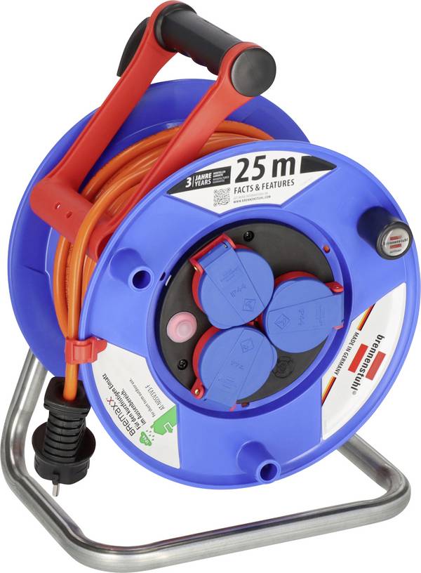 Brennenstuhl 1218740 Kabeltrommel 25 m Orange Schutzkontakt-Stecker