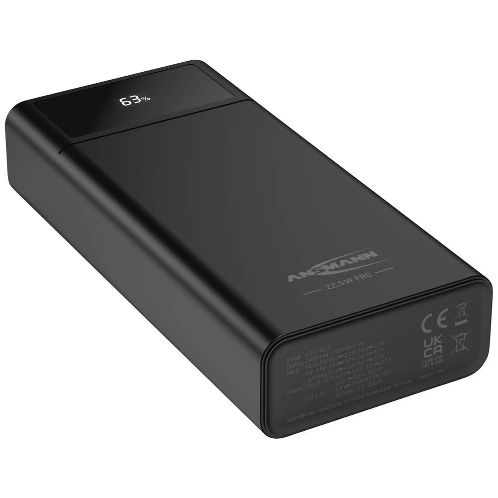 Ansmann PB322PD Powerbank 24000 mAh LiPo USB-A, USB-C® Zwart