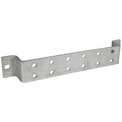 Metallwinkelblech mit mehreren Löchern zur Verbindung von Konstruktionselementen in Bauprojekten.