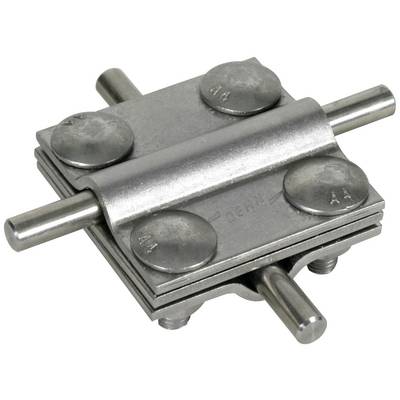 Metallischer Scharnier mit vier runden Platten und zwei Achsen, symmetrisch angeordnet. Verwendet für gleichmäßige Drehbewegungen.
