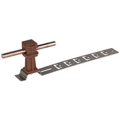 Brauner Regulierhahn mit seitlichem Metallhalter, zur Verwendung in Tropfbewässerungssystemen.