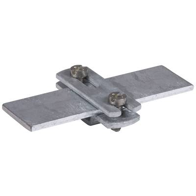 Metallverbindungsstück bestehend aus zwei gekreuzten Platten, die mit Schrauben fixiert sind.