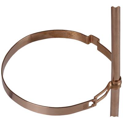 Kupferrohrschelle mit Halterung, geeignet zum Befestigen von Rohren an Wänden oder Decken.