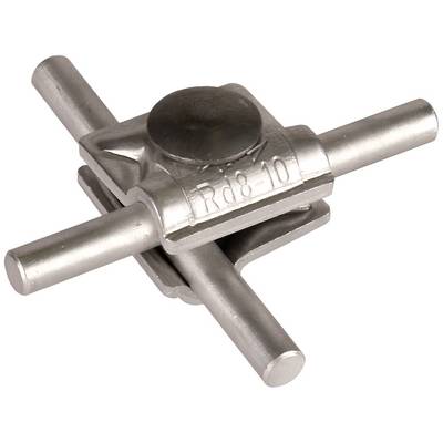 Ein silbernes, metallisches Drehkreuz-Werkzeug mit vier Armen, verwendet zum Befestigen oder Lösen von Ventilen in Heizkörpern.