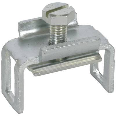 Eine Metallklemme mit Schraube zur Befestigung oder Verbindung von Materialien.