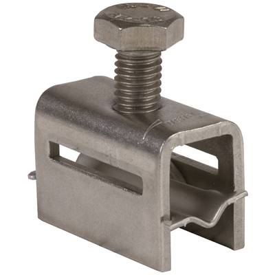 Metallschelle mit Befestigungsschraube, geeignet zur Sicherung von Materialien auf Oberflächen.