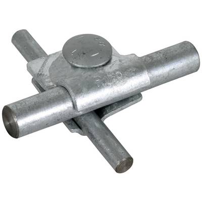 Metallschlüssel in Kreuzform, verwendet zum Öffnen von Schränken oder Kästen. Hergestellt aus silberfarbenem Metall.