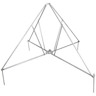 'Dreibeiniger, verstellbarer Aluminium-Reflektorrahmen in Pyramidenform, geeignet für Antennenmontage.'
