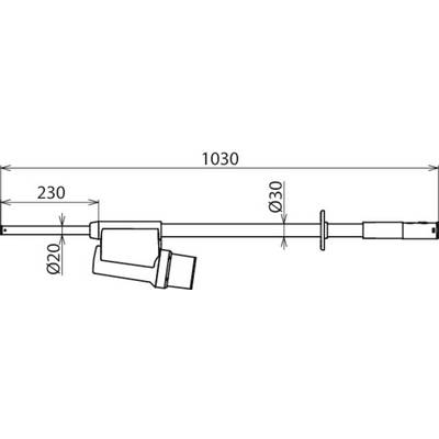 Technische Zeichnung eines Rohres mit Maßen: 1030 mm Länge, 230 mm Teillänge, Ø30 mm und Ø20 mm Durchmesser an zwei Stellen.