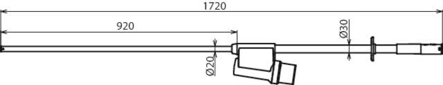 Technische Zeichnung eines langen Rohrs mit Abmessungen: Gesamtlänge 1720, Teilstück 920, Durchmesser Ø20 und Ø30.