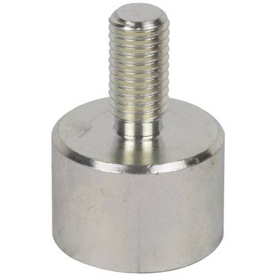 Metallischer Zylinder mit Gewindestift, vermutlich Teil einer Befestigung. Schraubengewinde oben, zylindrischer Körper unten.