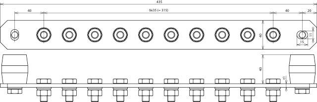 DEHN Potentialausgleichschiene PAS I 10AP M10 V2A-6