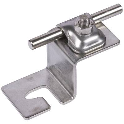 Metallklemme aus rostfreiem Stahl mit Schraube und Stange zur Befestigung. Verwendet in Solaranlagen zur Modulmontage.