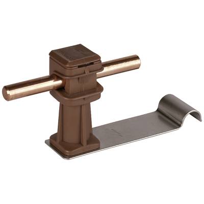 Kupferrohrhalterung aus Kunststoff und Metall zur Befestigung von Rohren an Oberflächen.
