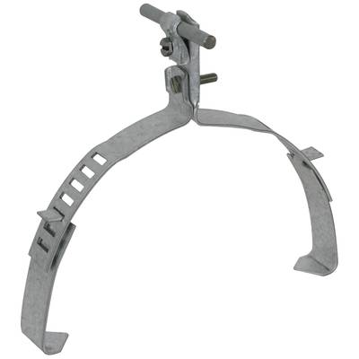 Metallklemme in U-Form mit Gewindebolzen und verstellbaren Armaturen, zur Halterung von Rohren oder anderen zylindrischen Objekten.