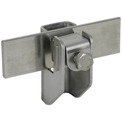 Metallhalterung mit flachem, rechteckigem Querträger und Mittelbolzen. Wird verwendet zur Befestigung und Stabilisierung von Gegenständen.