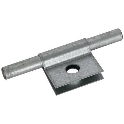 Metallbügel mit horizontalem Zylinder und rechteckiger Basis mit Loch in der Mitte, verwendet zur Befestigung oder Verbindung.