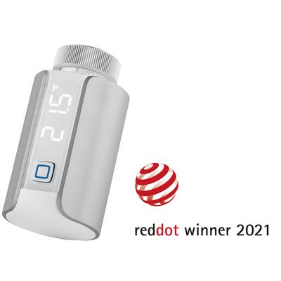 Ein silberner Medikamentenspender mit digitaler Anzeige, daneben der rote Punkt und der Text 'reddot winner 2021'.