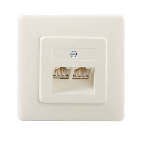 Rutenbeck IAE/UAE2x8(4)TRSUPrw Netzwerkdose Unterputz Einsatz mit Zentralplatte und Rahmen Weiß
