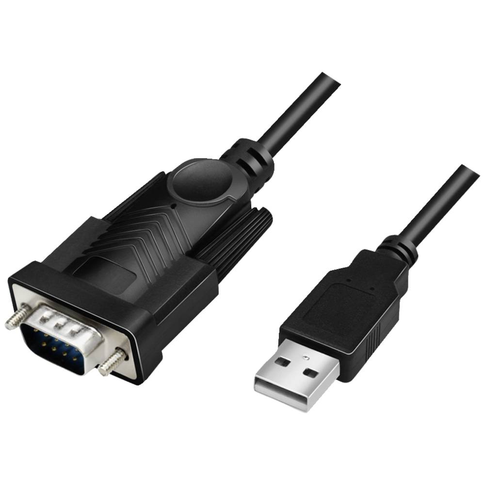 LogiLink Serieel Adapter [1x USB-A 2.0 stekker 1x D-sub stekker 9-polig] 1.5 m Zwart