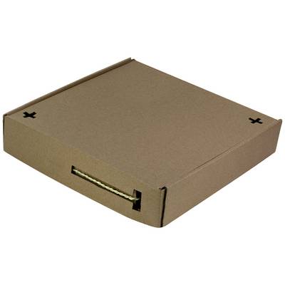 Kartonverpackung aus Pappe mit Griff, geeignet für den Transport von flachen Gegenständen.