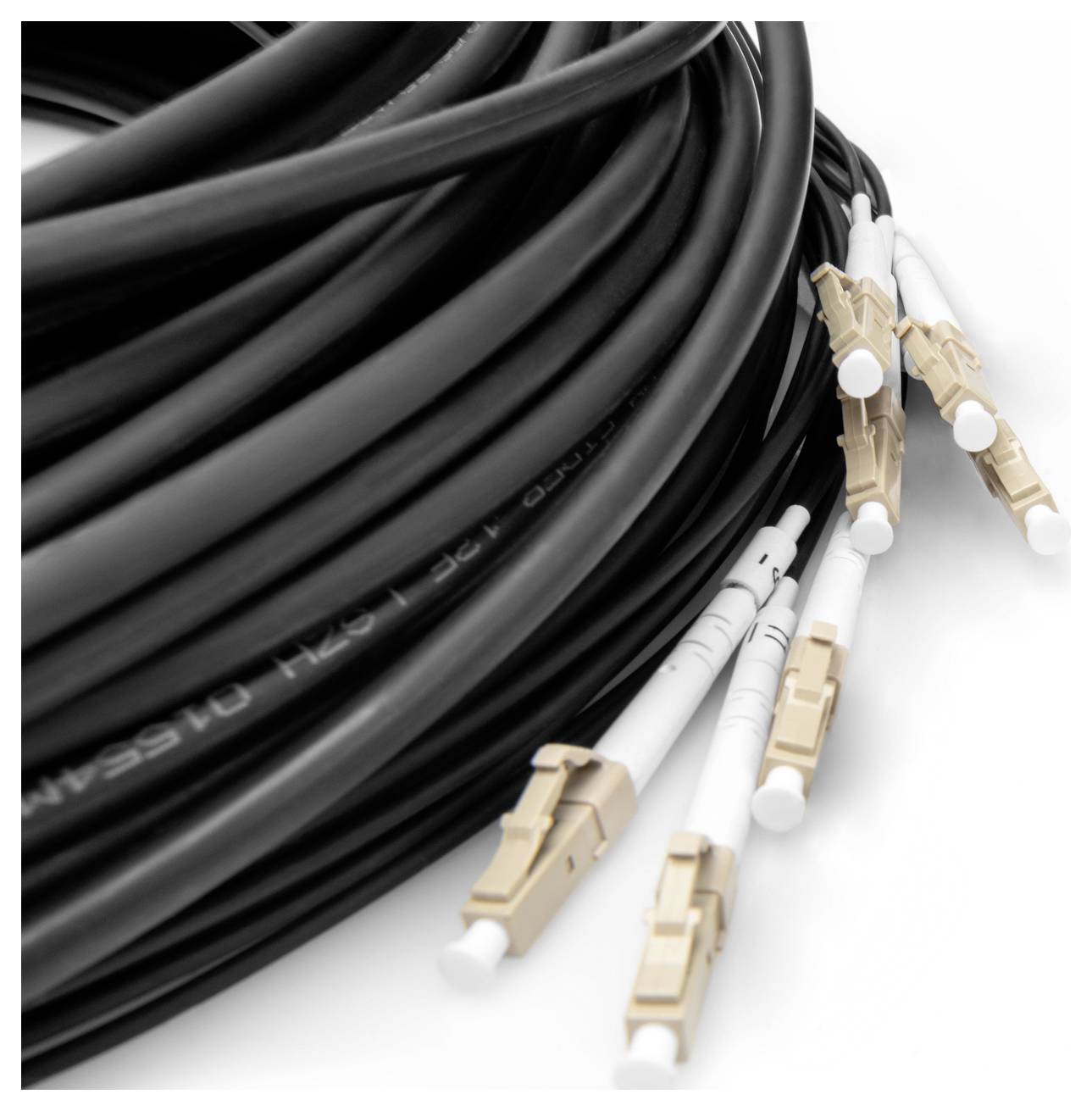 DIGITUS Vorkonfektionierte Glasfaser Universal Breakout Kabel Singlemode OS2 12 Fasern LC/UPC 150 m LWL Schwarz-3