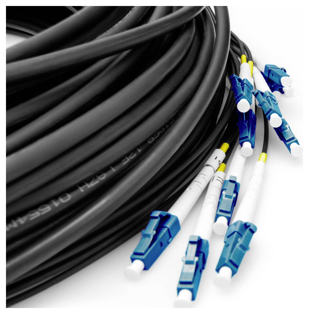 DIGITUS Vorkonfektionierte Glasfaser Universal Breakout Kabel Singlemode OS2 12 Fasern LC/UPC 150 m LWL Schwarz-7