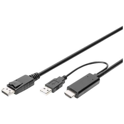 Digitus DisplayPort / HDMI Anschlusskabel DisplayPort Buchse, HDMI-A Stecker, USB-A Stecker 2 m Schwarz AK-330111-020-S ...