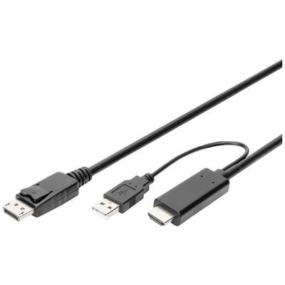 Drei Kabel nebeneinander: ein DisplayPort-Stecker, ein USB-Stecker und ein HDMI-Stecker, zum Verbinden von Geräten.