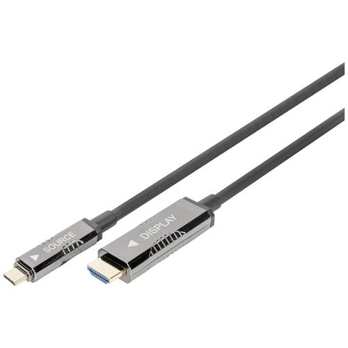Digitus HDMI / USB-C® Anschlusskabel HDMI-A Stecker, USB-C® Stecker 20 m Schwarz AK-330150-200-S 4K UHD, Aluminium-Steck...