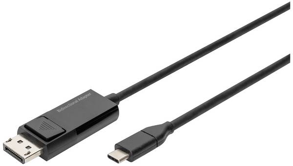 Digitus DisplayPort / USB-C® Anschlusskabel DisplayPort Stecker, USB-C® Stecker 2.00 m Schwarz AK-300334-020-S dreifach geschirmt, Flexibel, Halogenfrei, Rund, mit USB USB-C®-Displaykabel