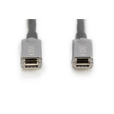 'Zwei USB-C-Kabel, eines mit der Aufschrift DISPLAY und das andere SOURCE, auf weißem Hintergrund.'