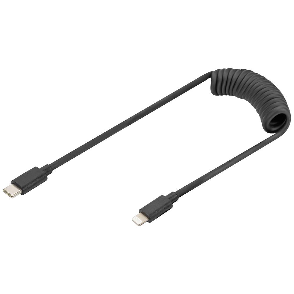 Digitus USB-kabel Apple Lightning stekker, USB-C stekker 1 m Zwart AK-600434-006-S