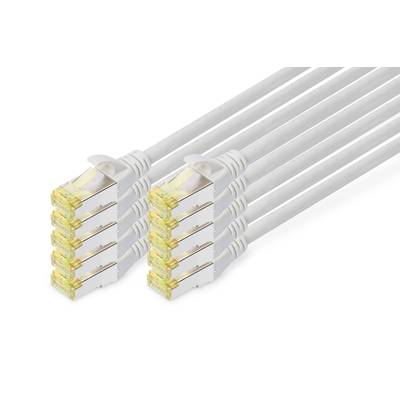 Weiße Ethernet-Kabel nebeneinander, jeweils mit einem RJ45-Stecker. Sie sind bereit für den Anschluss an ein Netzwerkgerät.