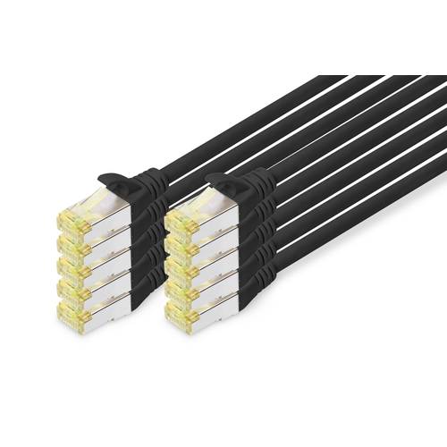Digitus DK-1644-A-0025-BL-10 RJ45 Netzwerkkabel, Patchkabel CAT 6a S/FTP 0.25 m Schwarz 10 St.
