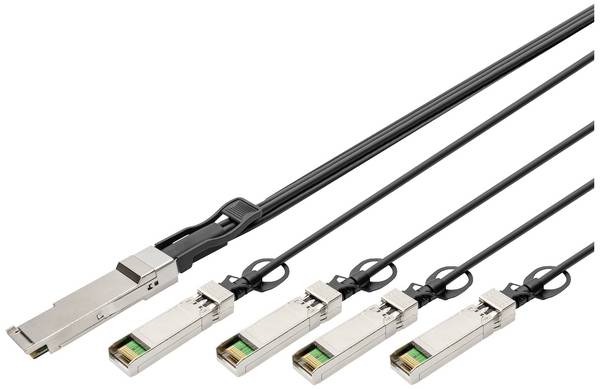 Digitus DN-81323 Glasfaser / SFP+ LWL, Computer Anschlusskabel 3 m Schwarz [1x QSFP+ - 4x SFP+]