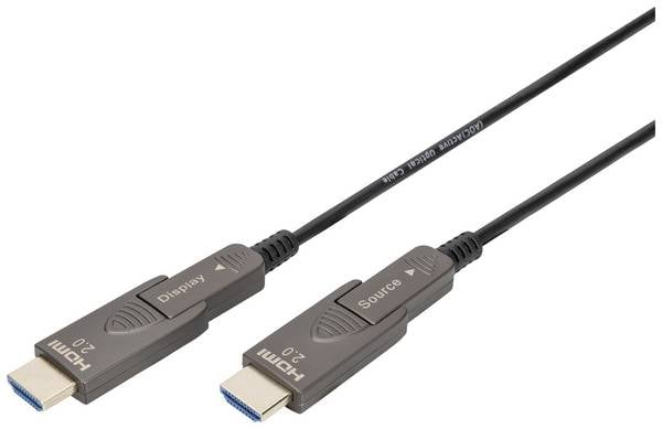 Digitus HDMI Anschlusskabel HDMI-A Stecker 15 m Schwarz AK-330127-150-S 4K UHD, dreifach geschirmt, Flexibel, Gesamtschirm, Geschirmt, Halogenfrei, Rund, Audio Return Channel, Glasfaserband HDMI-Kabel