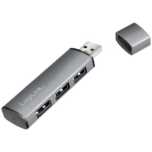 Thumbnail - LogiLink UA0395 USB 3.2 Gen 2-Hub mit Aluminiumgehäuse, mit Status-LEDs Spacegrau