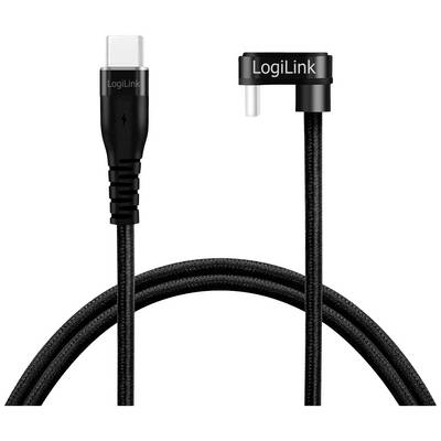 'LogiLink' USB-C-Kabel, schwarz, mit robustem Anschlussdesign. Ein Ende im Winkel von 90 Grad für platzsparenden Anschluss.