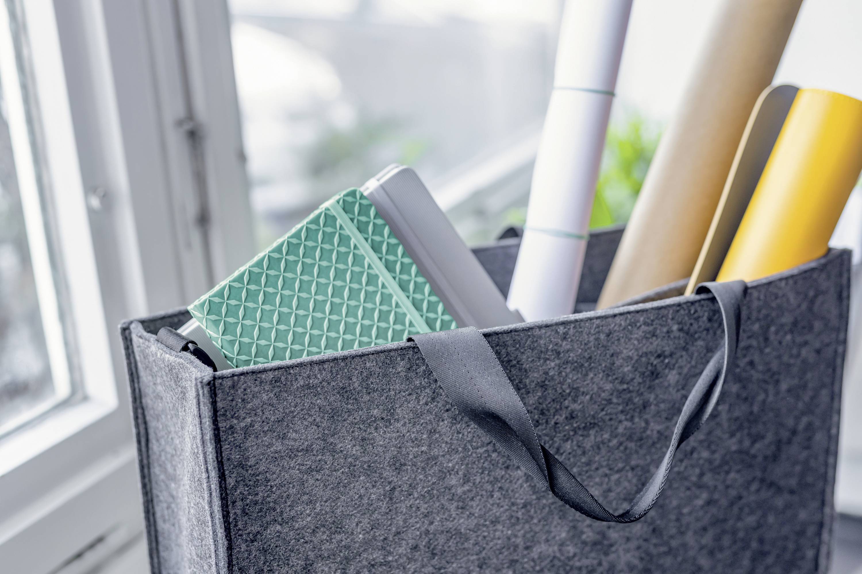 Desk Sharing Bag M dunkelgrau synthetischer Filz 360x280x150mm-2