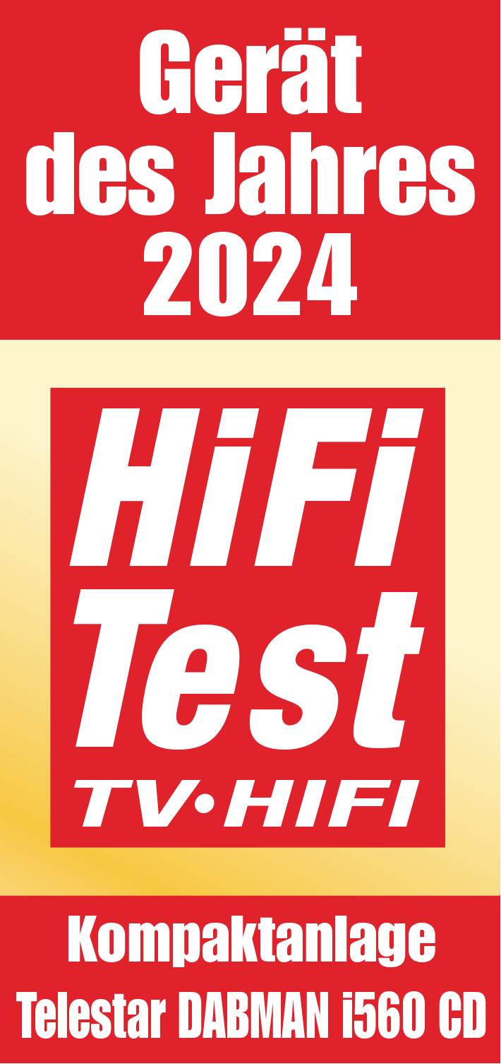 'Gerät des Jahres 2024', HiFi Test TV Hifi-Auszeichnung für Kompaktanlage Telestar DABMAN i560 CD.