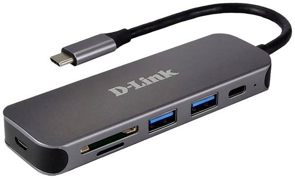 D-Link DUB-2325/E USB-Hub 2+2 Port USB-A, USB-C®, SD, microSD USB 3.0 5 GBit/s mit USB-C® Stecker Anthrazit DUB-2325/E